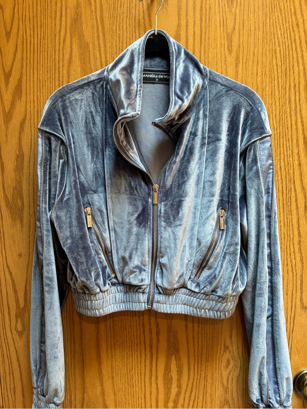 Maniere De Voir Velour Zip Up Track Jacket